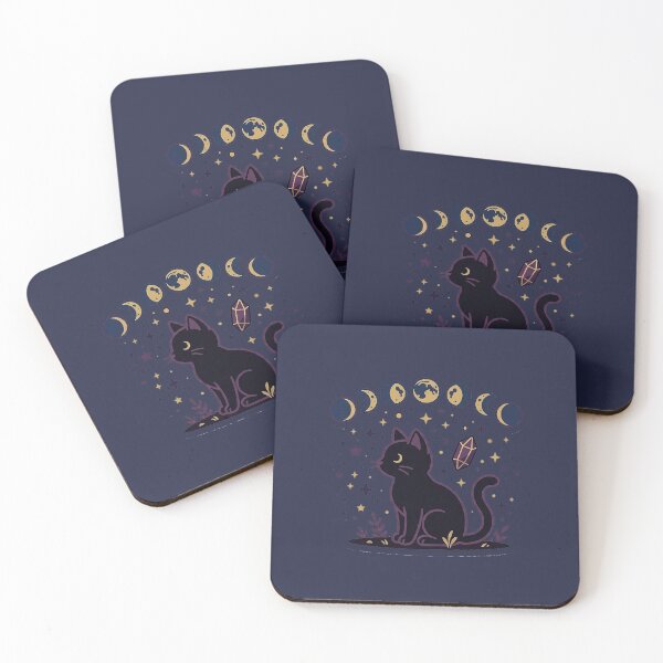 Item preview, Mystical Black Cat Moon Phases Sticker | Celestial Witchy Crystal Stars Aesthetic Illustration Art designed and sold by cannsuh.
