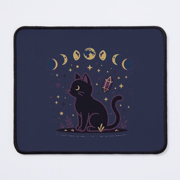 Item preview, Mystical Black Cat Moon Phases Sticker | Celestial Witchy Crystal Stars Aesthetic Illustration Art designed and sold by cannsuh.