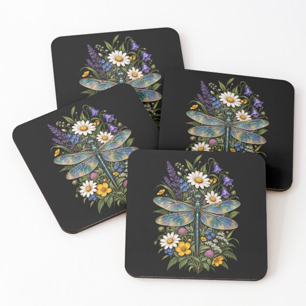 Item preview, Dragonfly Botanical Wildflower Garden Nature Art designed and sold by JKDJ.