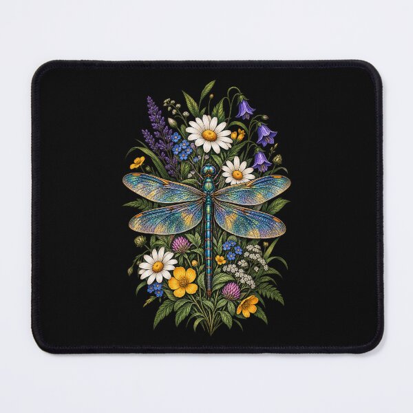 Item preview, Dragonfly Botanical Wildflower Garden Nature Art designed and sold by JKDJ.