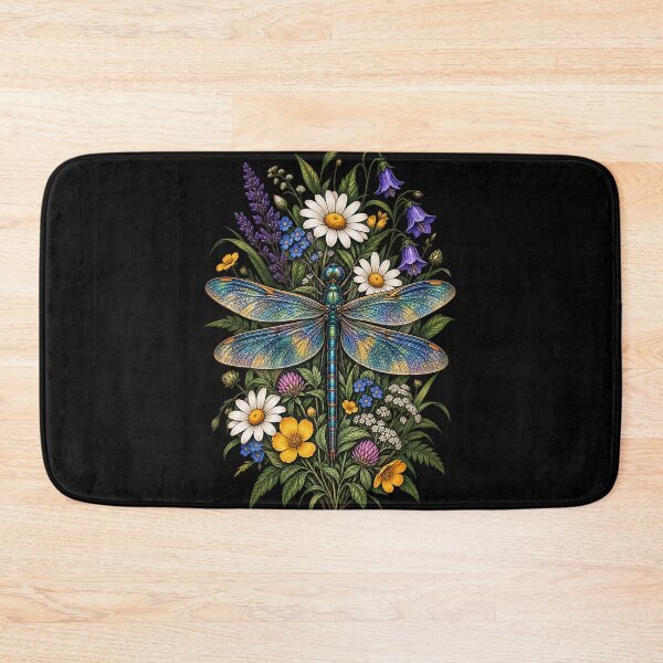 Item preview, Dragonfly Botanical Wildflower Garden Nature Art designed and sold by JKDJ.