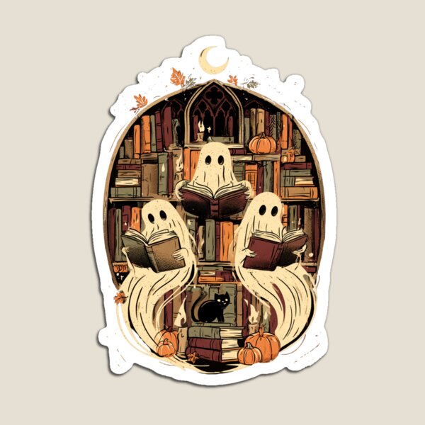 Item preview, Halloween Bookish Cozy Autumn Funny Ghosts Books Collection designed and sold by DarkRelicStudio.