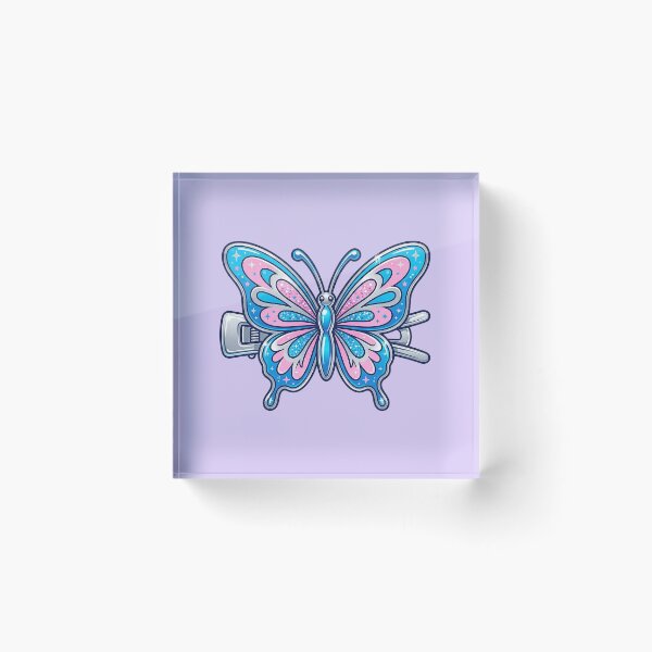 Item preview, Y2K Butterfly Hair Clip Sticker | Glittery Blue Pink Sparkly 2000s Nostalgia Aesthetic Art designed and sold by cannsuh.