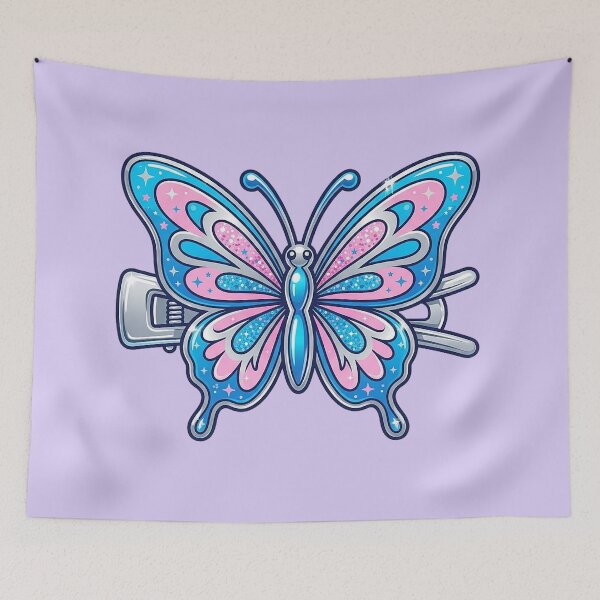Item preview, Y2K Butterfly Hair Clip Sticker | Glittery Blue Pink Sparkly 2000s Nostalgia Aesthetic Art designed and sold by cannsuh.