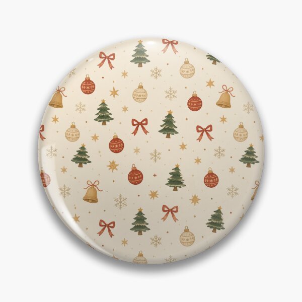 Item preview, Vintage Christmas Watercolor Pattern Holiday Bells and Ornaments designed and sold by QCena.