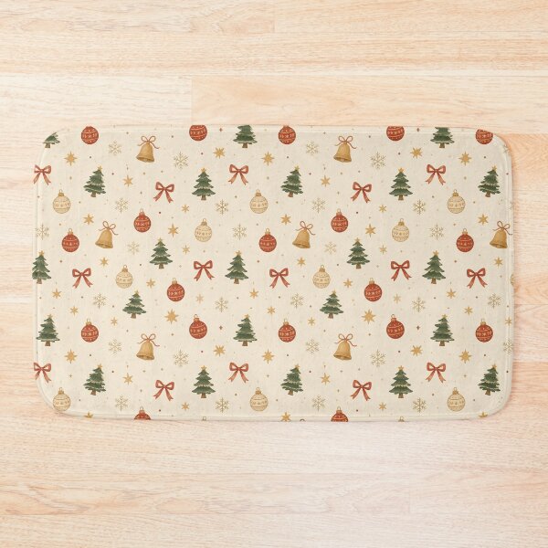 Item preview, Vintage Christmas Watercolor Pattern Holiday Bells and Ornaments designed and sold by QCena.
