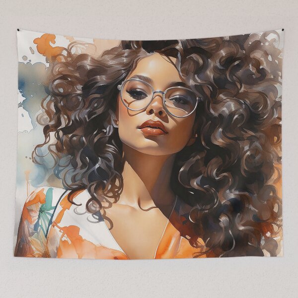 Item preview, Style And Grace - A Fashionable Black Woman Wearing Sunglasses - Black Art - Watercolor Art designed and sold by CastleBySea.