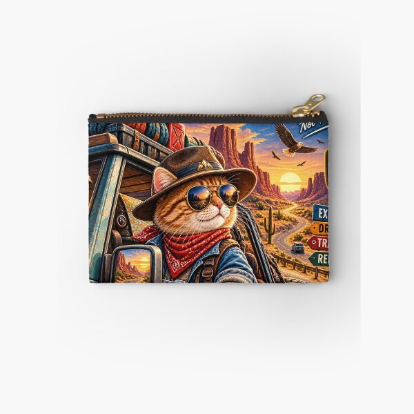 Item preview, Adventure Road Trip Cat  Desert Explorer  Vintage Outdoor Travel Design designed and sold by TeeVibeHaus.