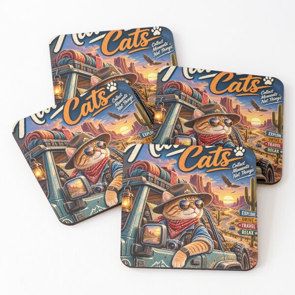 Item preview, Adventure Road Trip Cat  Desert Explorer  Vintage Outdoor Travel Design designed and sold by TeeVibeHaus.