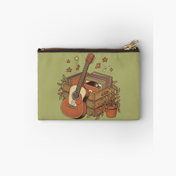 Item preview, Vintage Acoustic Guitar Vinyl Records Sticker | Retro Music Crate Botanical Cottagecore Illustration Art designed and sold by cannsuh.