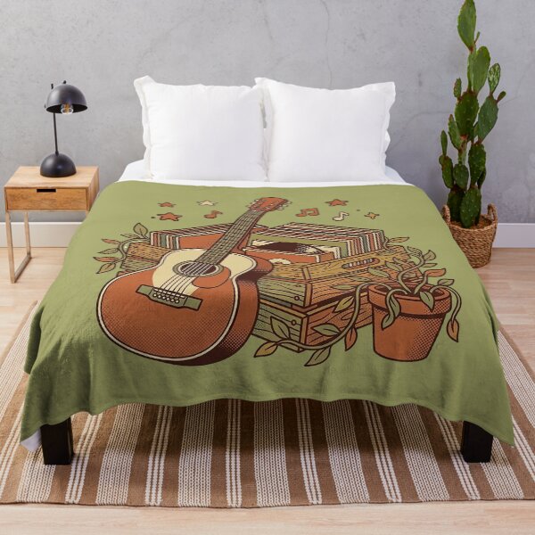 Item preview, Vintage Acoustic Guitar Vinyl Records Sticker | Retro Music Crate Botanical Cottagecore Illustration Art designed and sold by cannsuh.
