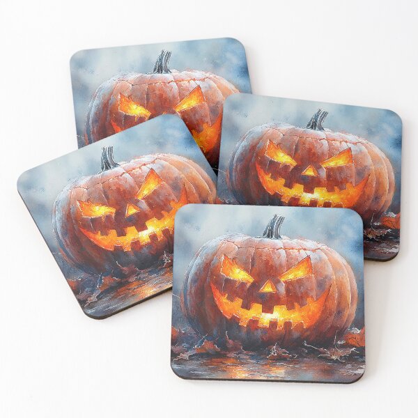Item preview, Enchanted Glow - An Orange Jack-O-Lantern With Brightly Glowing Eyes - Watercolor Art - Halloween Art - Autumn Art designed and sold by CastleBySea.