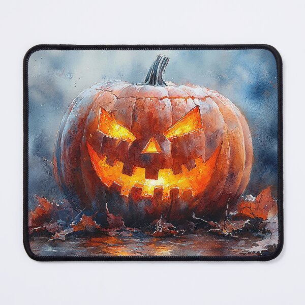 Item preview, Enchanted Glow - An Orange Jack-O-Lantern With Brightly Glowing Eyes - Watercolor Art - Halloween Art - Autumn Art designed and sold by CastleBySea.