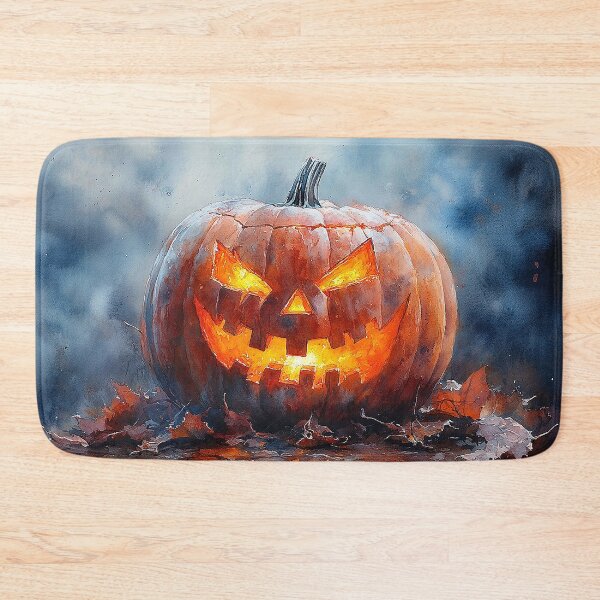 Item preview, Enchanted Glow - An Orange Jack-O-Lantern With Brightly Glowing Eyes - Watercolor Art - Halloween Art - Autumn Art designed and sold by CastleBySea.