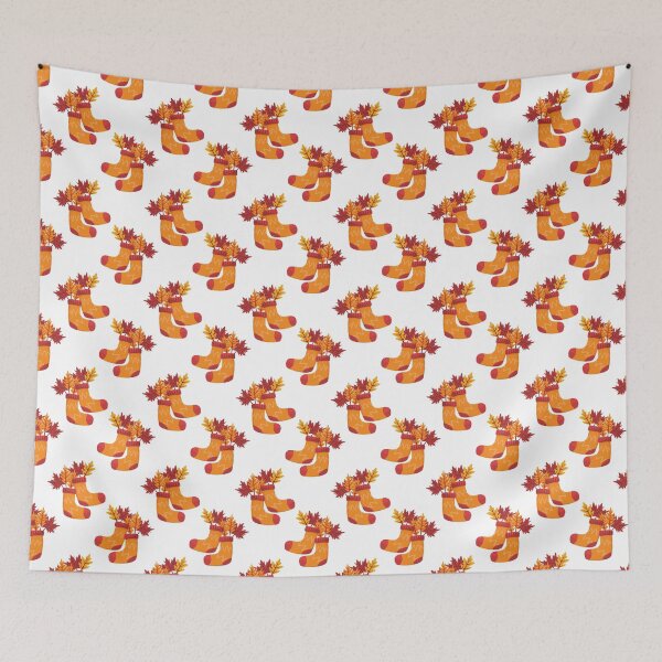 Item preview,  Autumn Orange Brown Socks and Leaves Seamless Pattern – Cozy Fall Design designed and sold by BigDigital.