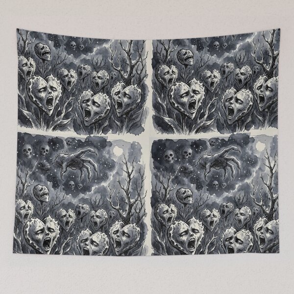 Item preview, Screaming Heart Skulls Dark Night Sky Skeleton Hand designed and sold by LujziWorld.