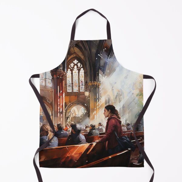 Item preview, Spiritual Solace - People Gathering Together In Church Pews - Watercolor Art - Spiritual Art - Religious Art designed and sold by CastleBySea.