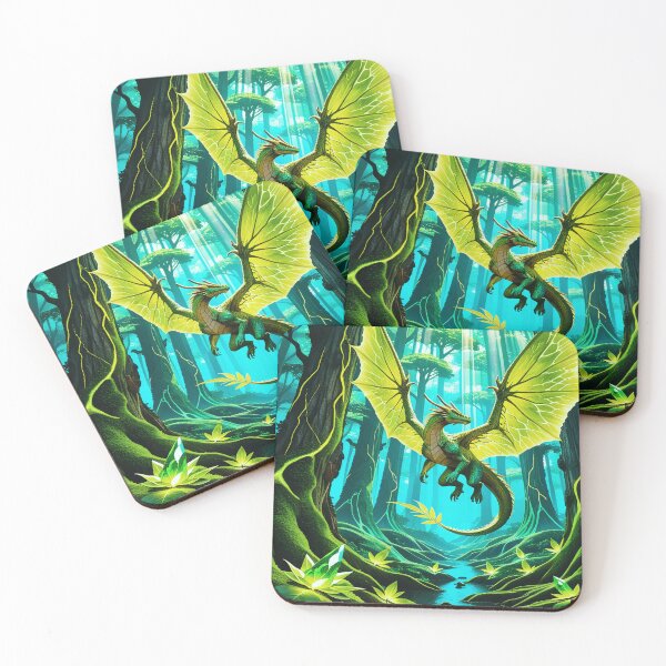 Item preview, Epic 4K Green Forest Fantasy Dragon Art designed and sold by Freestyle Prints.