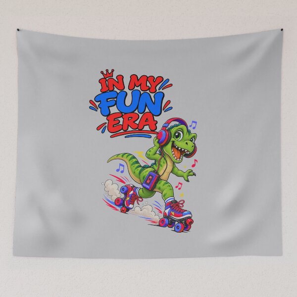Item preview, In My Fun Era – Roller Skating Dinosaur with Headphones designed and sold by Aimetoi.
