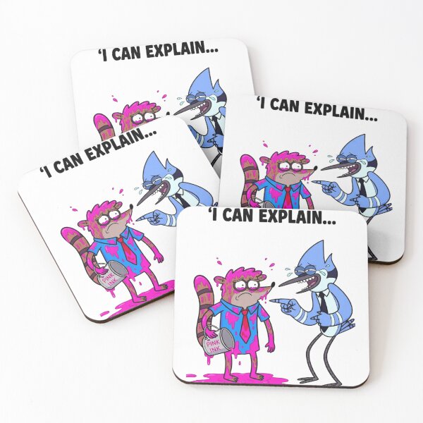 Item preview, I Can Explain Funny Raccoon Pink Ink Spill Blue Jay Laughing Office Prank Humor designed and sold by FreakToons.
