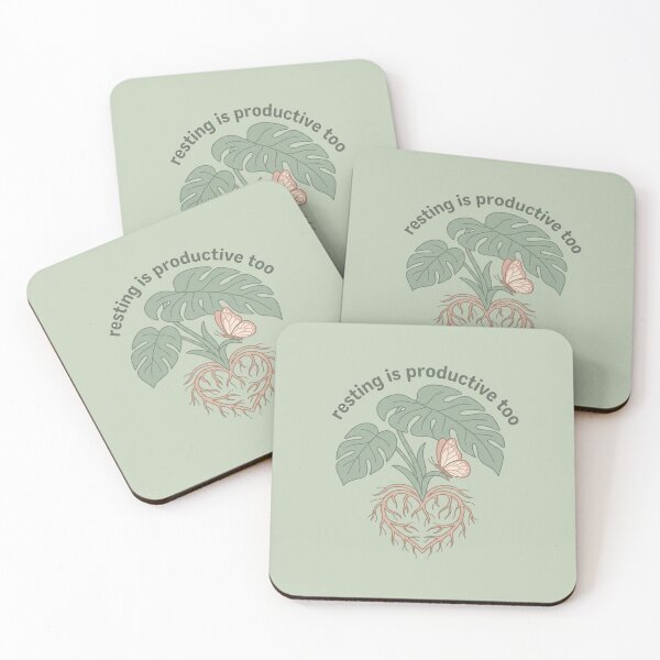 Item preview, Resting Is Productive Too Sticker | Monstera Heart Roots Butterfly Mental Health Self Care Quote Art designed and sold by cannsuh.