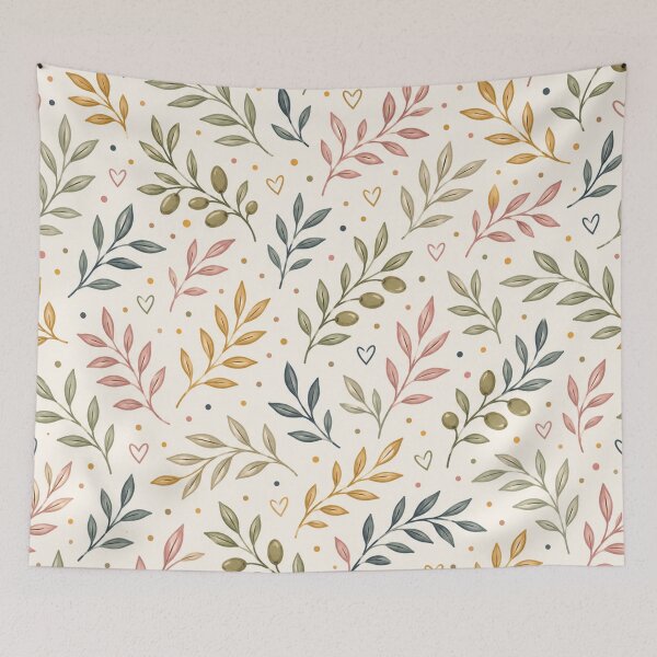Item preview, Autumn Botanical Leaves and Hearts Nature Pattern Fall Color Fall Season designed and sold by Luvjesus2.