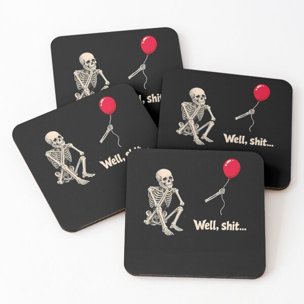 Item preview, Well Shit Funny Skeleton With Red Balloon Meme designed and sold by Fereskabilon.