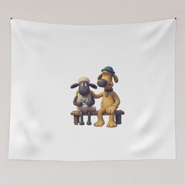 Item preview, Sad Crying Sheep Holding Photo Dog Comforting On Bench Friendship Art designed and sold by jhgjykuo.