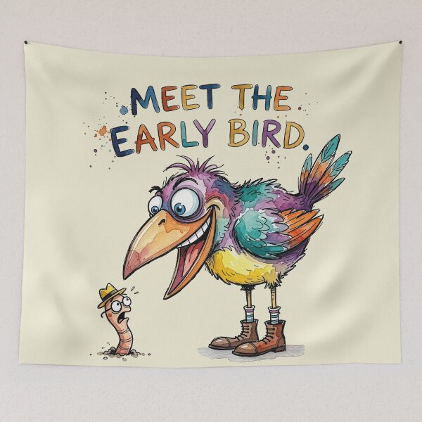 Item preview, Meet The Early Bird Catches The Worm Cartoon designed and sold by chriswo-design.