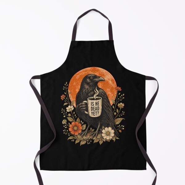 Item preview, IS HE DEAD YET? Dark Crow Raven Bird Humor Retro designed and sold by Fereskabilon.