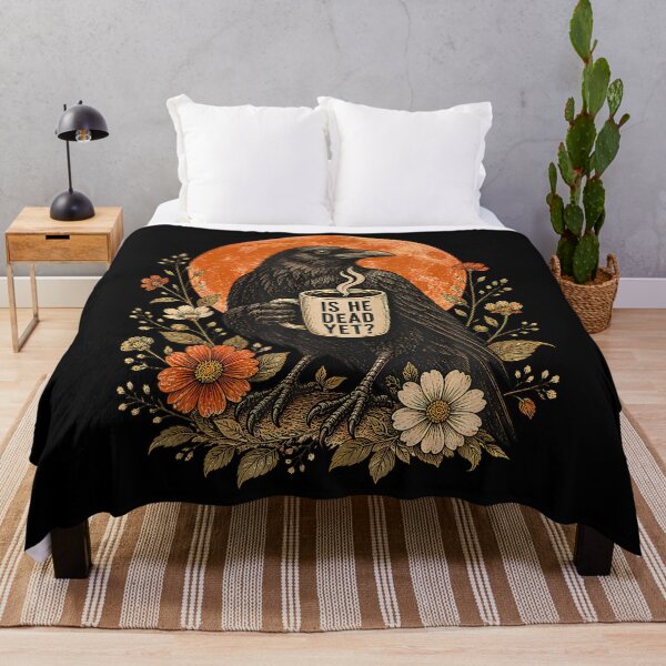 Item preview, IS HE DEAD YET? Dark Crow Raven Bird Humor Retro designed and sold by Fereskabilon.