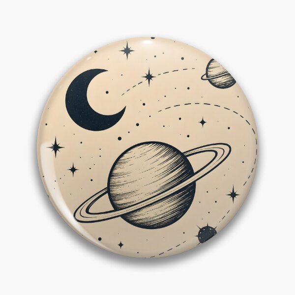 Item preview, Vintage Saturn Moon and Stars Celestial Art designed and sold by TinyWeird.