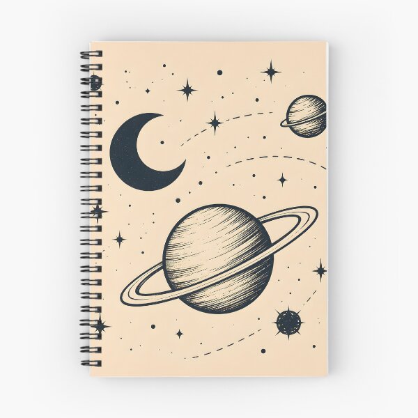 Item preview, Vintage Saturn Moon and Stars Celestial Art designed and sold by TinyWeird.
