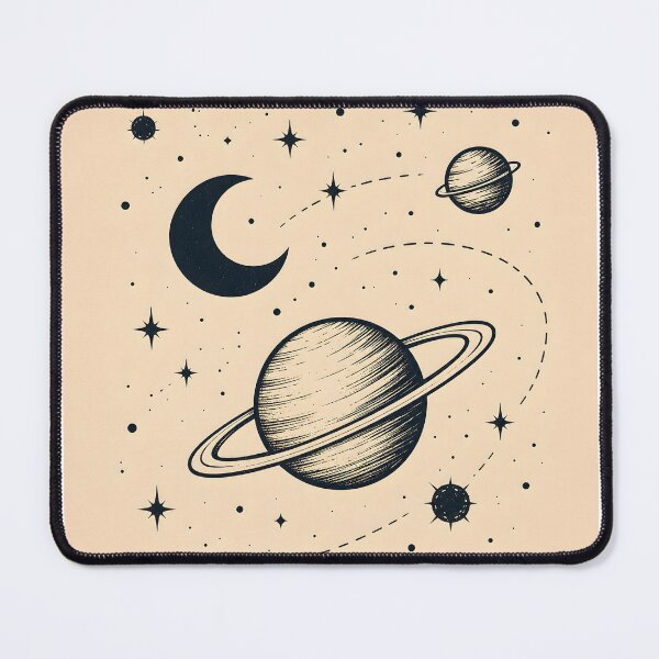 Item preview, Vintage Saturn Moon and Stars Celestial Art designed and sold by TinyWeird.