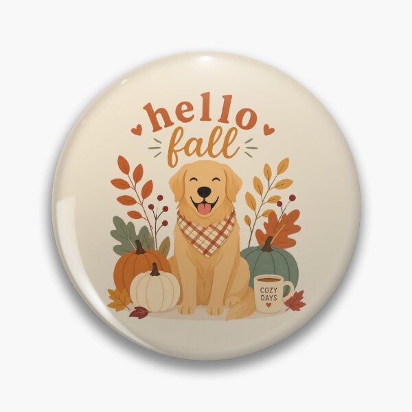 Item preview, Hello Fall Golden Retriever Cute Autumn Art designed and sold by MiaBellaGirl.
