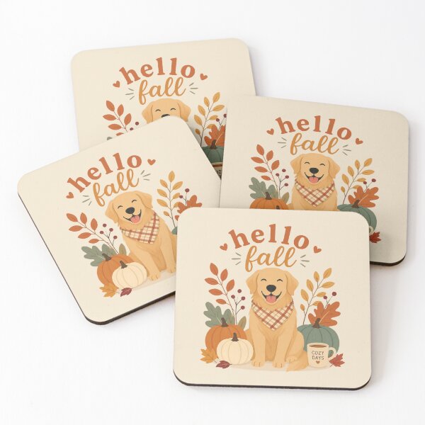Item preview, Hello Fall Golden Retriever Cute Autumn Art designed and sold by MiaBellaGirl.