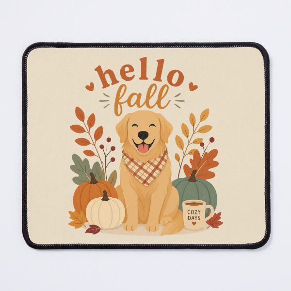 Item preview, Hello Fall Golden Retriever Cute Autumn Art designed and sold by MiaBellaGirl.