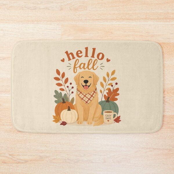 Item preview, Hello Fall Golden Retriever Cute Autumn Art designed and sold by MiaBellaGirl.