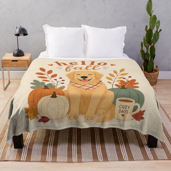 Item preview, Hello Fall Golden Retriever Cute Autumn Art designed and sold by MiaBellaGirl.