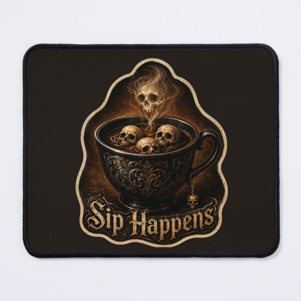 Item preview, Sip Happens – Gothic Skull Coffee designed and sold by LakeshoreLegendsAndLight .