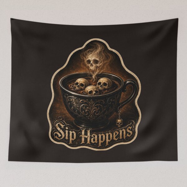 Item preview, Sip Happens – Gothic Skull Coffee designed and sold by LakeshoreLegendsAndLight .