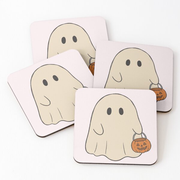 Item preview, Cute Ghost with Pumpkin Bucket | Kawaii Trick or Treat designed and sold by wingoo22.