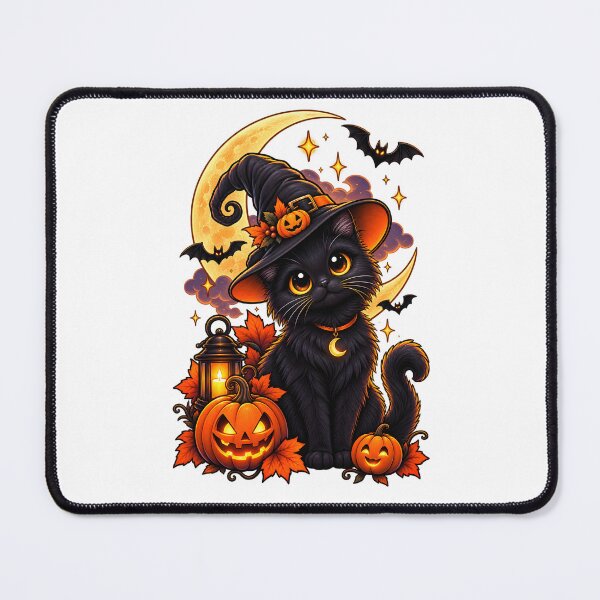Item preview, Black Cat Halloween – Witchy Moon and Pumpkins designed and sold by CreativeMindsetLab.