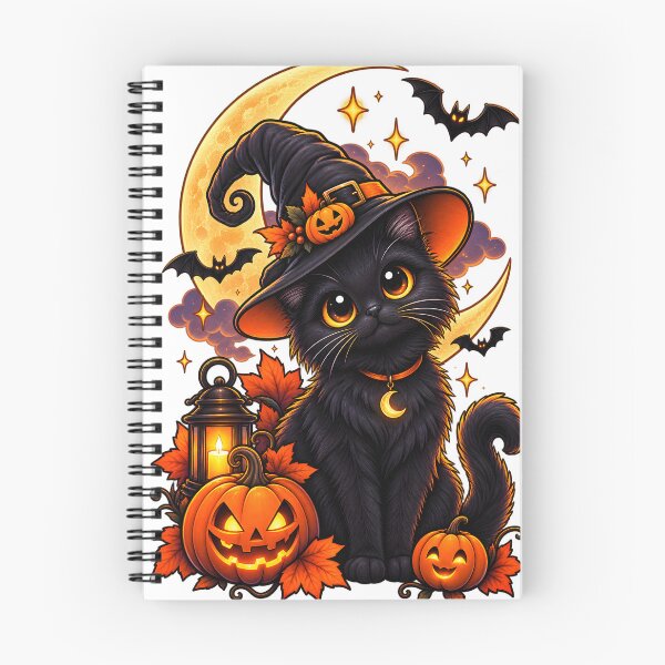 Item preview, Black Cat Halloween – Witchy Moon and Pumpkins designed and sold by CreativeMindsetLab.