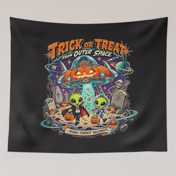 Item preview, Trick Or Treat From Outer Space Halloween designed and sold by Normandy Road Heritage™ - Vintage Garage Art.