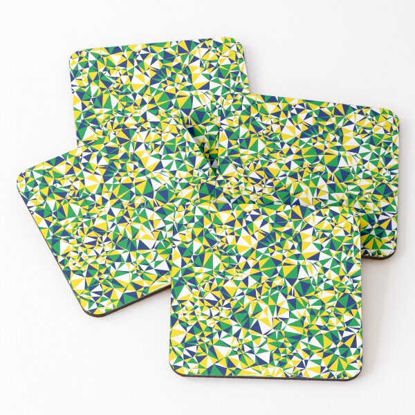 Item preview, Brazil (Brasil) Green, Yellow, White & Blue Triangular Mosaic Pattern Design designed and sold by DymondDesigns.