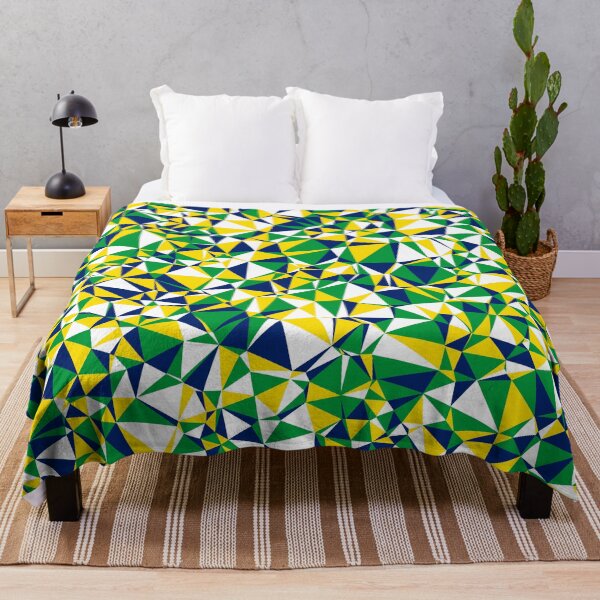 Item preview, Brazil (Brasil) Green, Yellow, White & Blue Triangular Mosaic Pattern Design designed and sold by DymondDesigns.