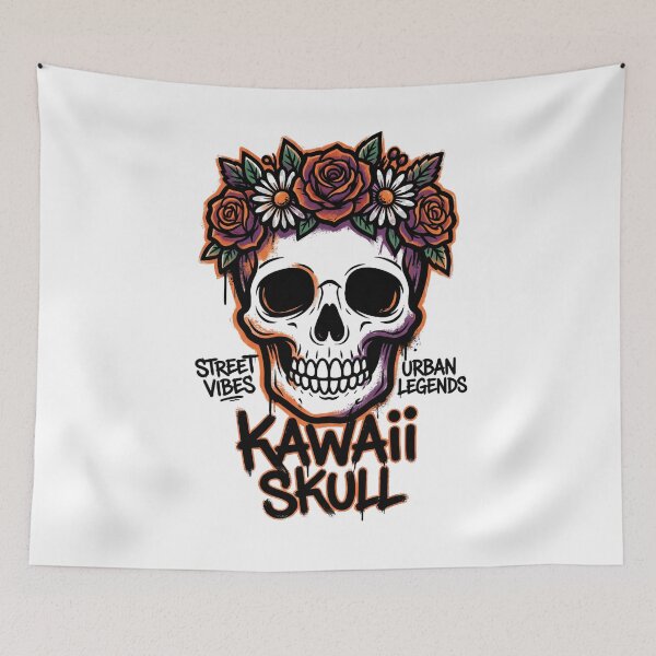 Item preview, Kawaii Skull Floral Crown Streetwear Halloween Design Tee designed and sold by DarylWelsh2024.