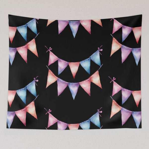 Item preview, Colorful Bunting on Black Background designed and sold by jierrfan.