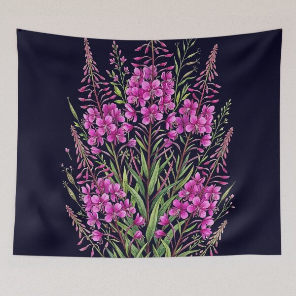Item preview, Pink Fireweed Wildflower Botanical Floral Illustration designed and sold by LinaValearte.